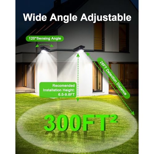 LIFENGSOLER 118LEDs Solar Motion Sensor Lights Outdoor, 2 Pack Cli...