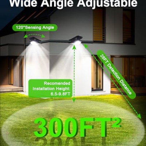 LIFENGSOLER 118LEDs Solar Motion Sensor Lights Outdoor, 2 Pack Cli...