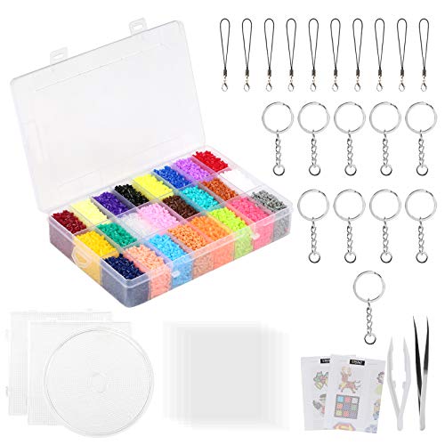 24000 Fuse Beads, 24 Color 2.6mm Mini Fuse Beading Kit with Pegboa...