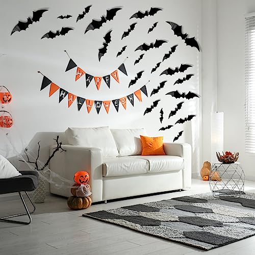 Halloween Decorations 3D Bats 96 Pcs, Halloween Decorations Outdoo...