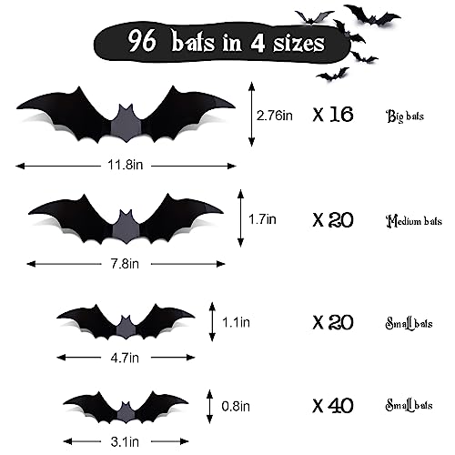 Halloween Decorations 3D Bats 96 Pcs, Halloween Decorations Outdoo...