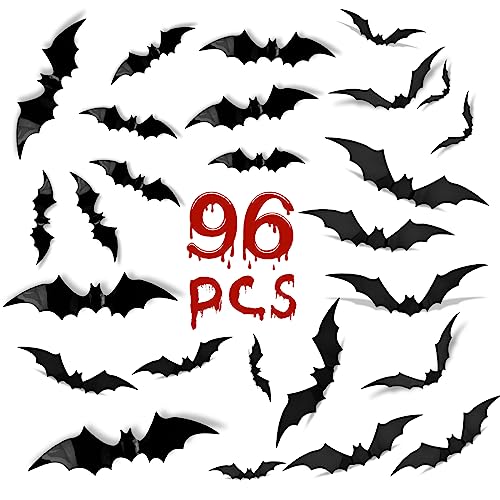Halloween Decorations 3D Bats 96 Pcs, Halloween Decorations Outdoo...