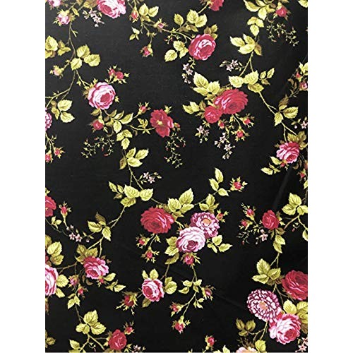 Vintage Floral Print Poly Cotton Fabric by The Yard, 58”/60” Red ...