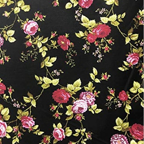 Vintage Floral Print Poly Cotton Fabric by The Yard, 58”/60” Red ...
