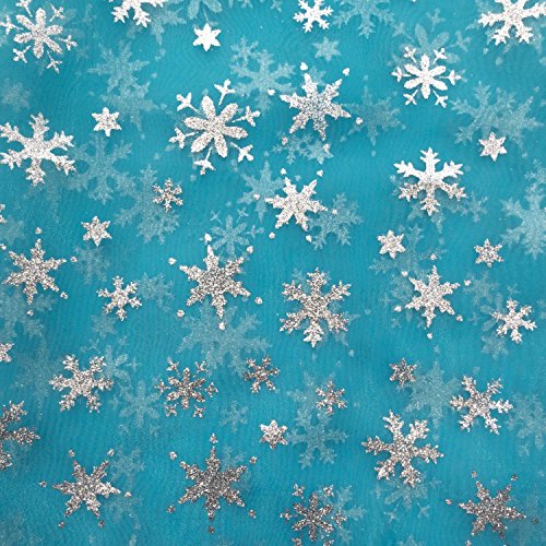 Frozen Inspired Light Blue Organza with Glitter Silver SnowFlakes ...