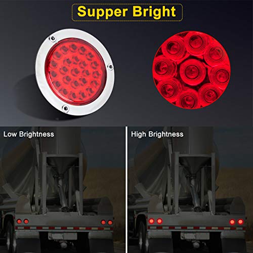 LIMICAR 4 Round LED Trailer Tail Light Red 4PCS 24 LED Brake Stop...