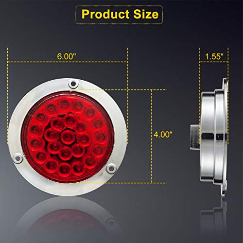 LIMICAR 4 Round LED Trailer Tail Light Red 4PCS 24 LED Brake Stop...