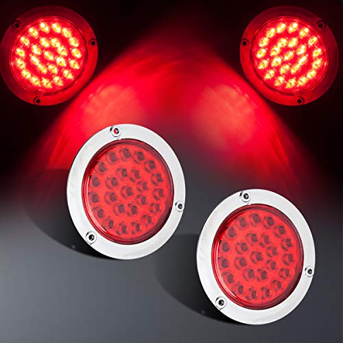 LIMICAR 4 Round LED Trailer Tail Light Red 4PCS 24 LED Brake Stop...