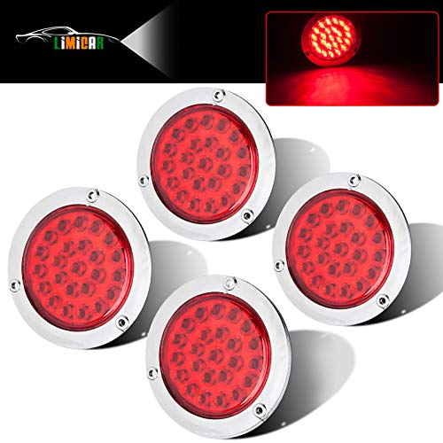 LIMICAR 4 Round LED Trailer Tail Light Red 4PCS 24 LED Brake Stop...