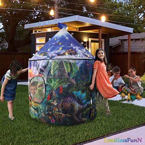 LimitlessFunN Dinosaur Play Tent for Kids with Star Lights & Carry...