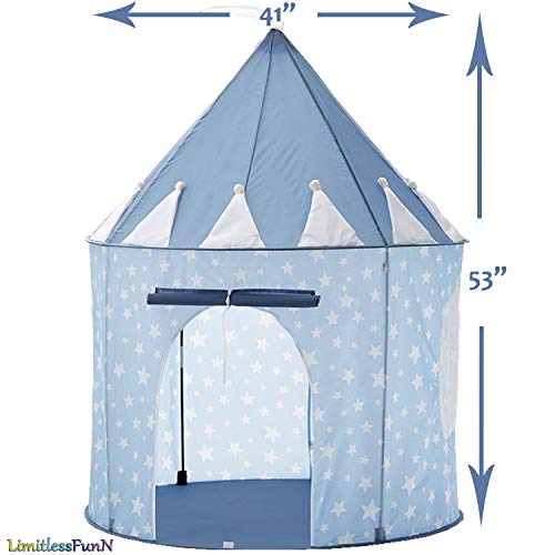 LimitlessFunN Kids Play Tent Bonus Star Lights & Carrying Case P...