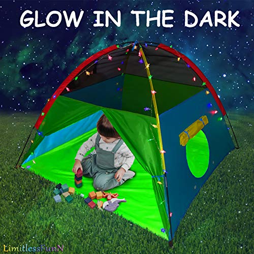 LimitlessFunN Large Kids Play Tent with Star Lights for Girls & Bo...