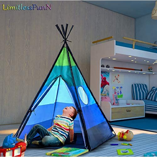 LimitlessFunN Teepee Kids Play Tent Bonus Star Lights & Carrying C...