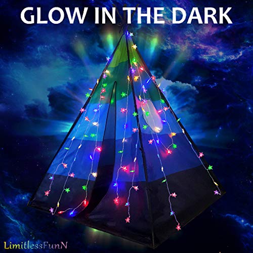 LimitlessFunN Teepee Kids Play Tent Bonus Star Lights & Carrying C...