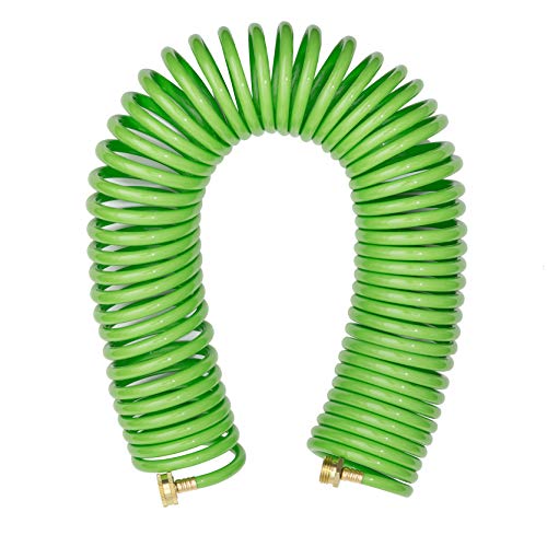 LINEX Premium PU Coil Garden Water Hose 50 ft with Brass Connector...