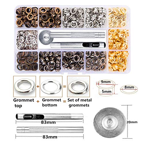 Metal Grommets Kit 3/16 inch Meikeer 400Pcs Metal Eyelets Kits Sho...