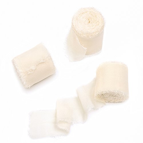 Lings moment Handmade 1.5 Chiffon Silk-Like Ribbon Frayed Edges ...