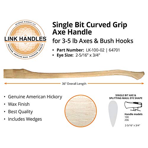 Link Handles 64701 Single Bit Curved Grip Axe Handle for 3 to 5 lb...