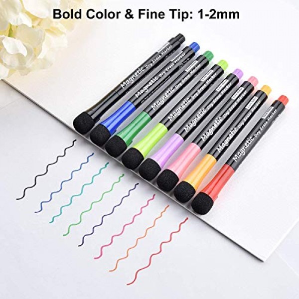 Linkbro Magnetic Dry Erase Markers - Fine Tip, Assorted Colors, 8 ...