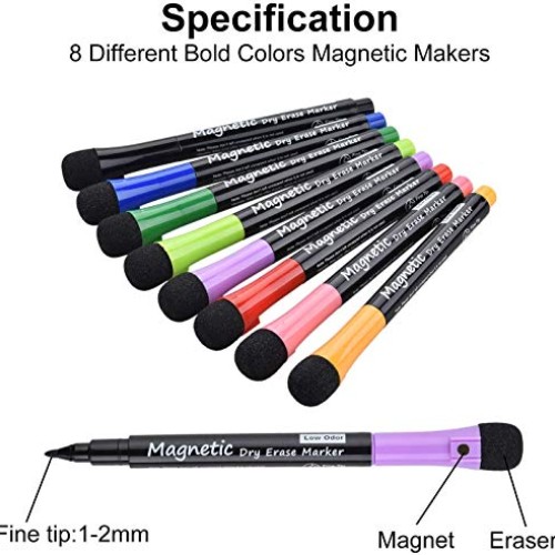 Linkbro Magnetic Dry Erase Markers - Fine Tip, Assorted Colors, 8 ...