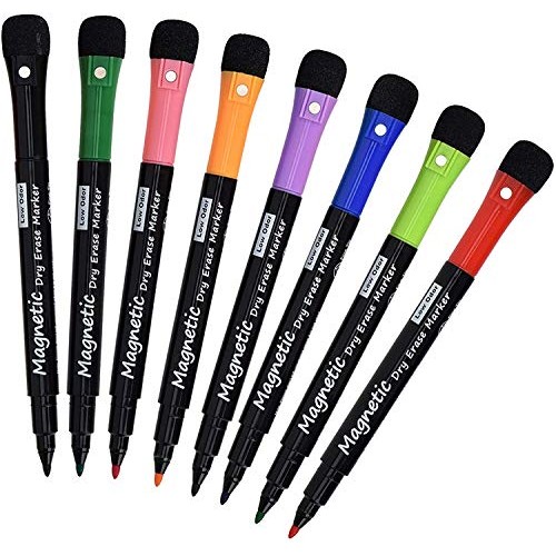 Linkbro Magnetic Dry Erase Markers - Fine Tip, Assorted Colors, 8 ...
