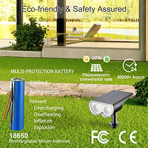 Linkind 16 LEDs Solar Landscape Spotlights, Dusk-to-Dawn IP67 Wate...