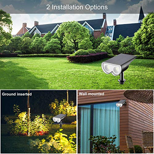 Linkind 16 LEDs Solar Landscape Spotlights, Dusk-to-Dawn IP67 Wate...