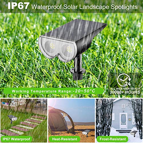 Linkind 16 LEDs Solar Landscape Spotlights, Dusk-to-Dawn IP67 Wate...