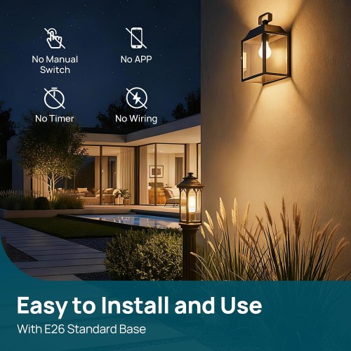 Linkind Dusk to Dawn Light Bulbs Outdoor, A19 Sensor Led Bulbs Automatic On/Off, 9.5W led Light Bulbs, 75 Watt Equivalent, 1200 Lumen, E26 Base, ETL&FCC Listed, 2700K Soft White, 4 Pack