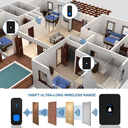 Wireless Door Bell, Waterproof Doorbell Chime for Home, Door Bell ...