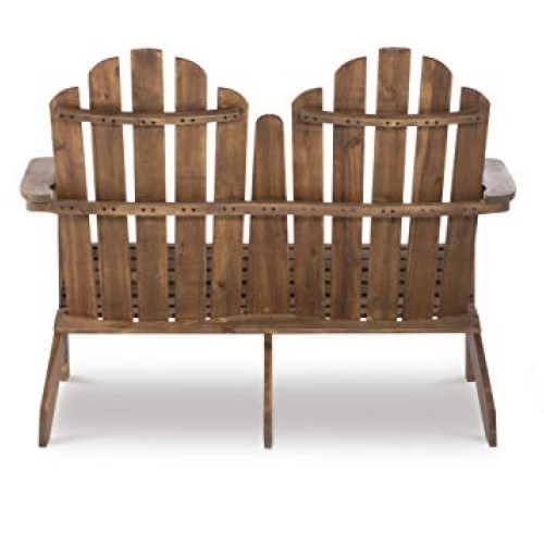 Linon Jayde Adirondack Double Bench, Teak