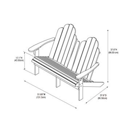 Linon Jayde Adirondack Double Bench, Teak