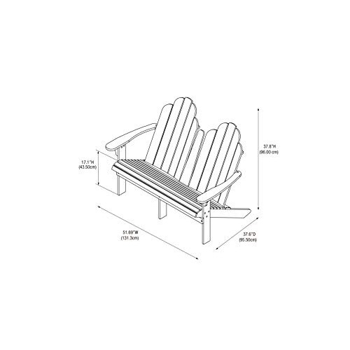 Linon Jayde Adirondack Double Bench, Teak