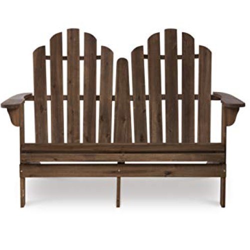 Linon Jayde Adirondack Double Bench, Teak