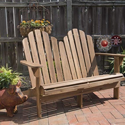 Linon Jayde Adirondack Double Bench, Teak
