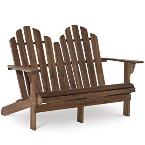 Linon Jayde Adirondack Double Bench, Teak