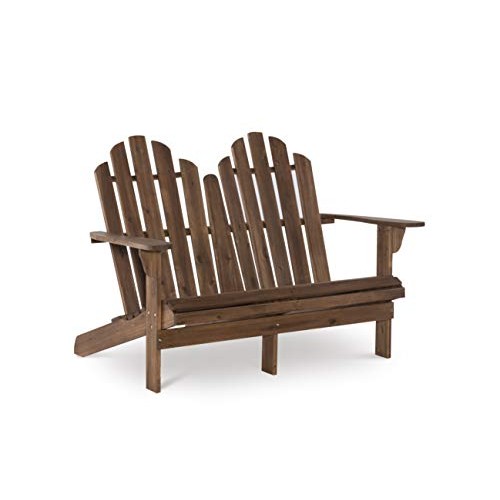 Linon Jayde Adirondack Double Bench, Teak