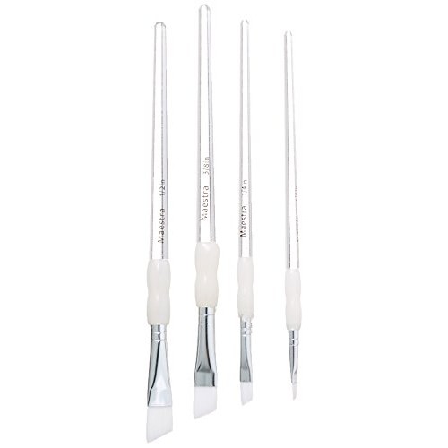 LINZER/AMERICAN BRUSH AM 4044 4 Piece White Taklon Angular Artist ...