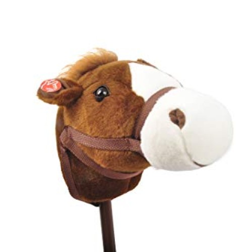 Linzy Adjustable Horse Stick with Sound, Dark Brown, 36