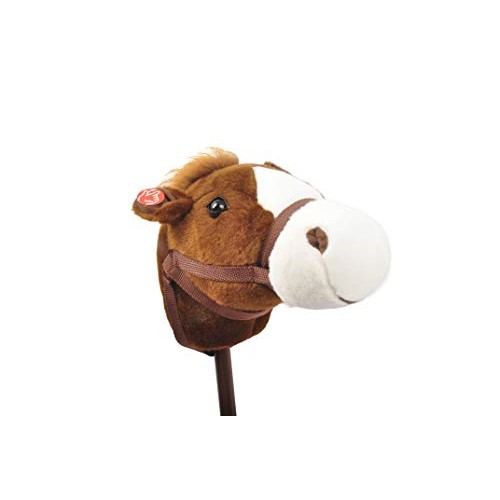 Linzy Adjustable Horse Stick with Sound, Dark Brown, 36