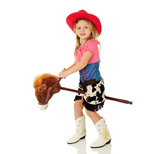 Linzy Adjustable Horse Stick with Sound, Dark Brown, 36