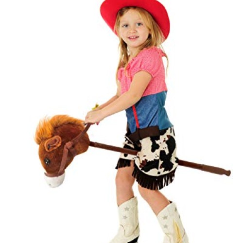 Linzy Adjustable Horse Stick with Sound, Dark Brown, 36