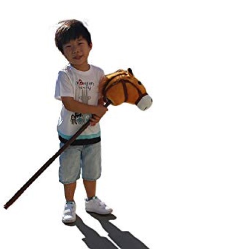 Linzy Adjustable Horse Stick with Sound, Dark Brown, 36