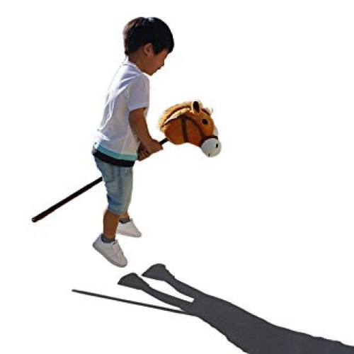 Linzy Adjustable Horse Stick with Sound, Dark Brown, 36