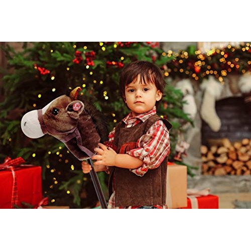 Linzy Adjustable Horse Stick with Sound, Dark Brown, 36