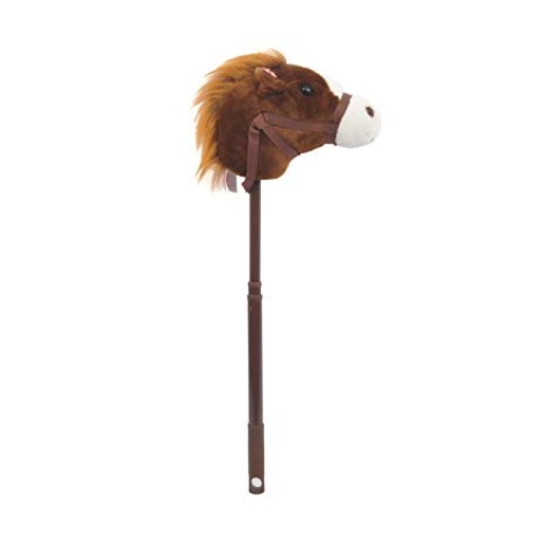 Linzy Adjustable Horse Stick with Sound, Dark Brown, 36