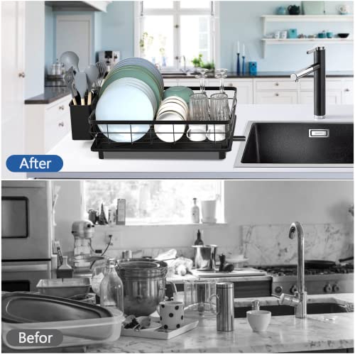 LIONONLY Large Dish Drying Rack with Drainboard, Stainless Steel D...