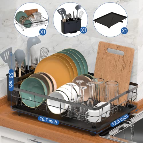 LIONONLY Large Dish Drying Rack with Drainboard, Stainless Steel D...