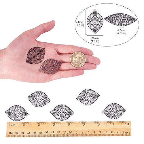 Airssory 100 Pcs Stainless Steel Black Leaf Shape Filigree Hollow ...