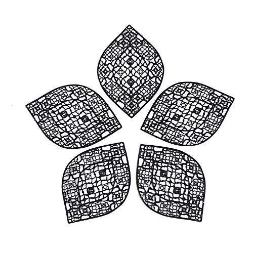 Airssory 100 Pcs Stainless Steel Black Leaf Shape Filigree Hollow ...